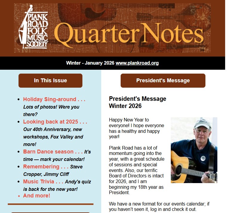 Image of first page of Quarternotes Winter 2026